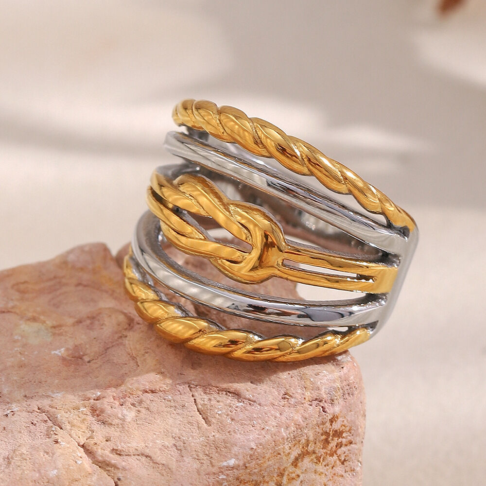 1 Piece Simple Series Casual Mixed Color Stainless Steel Waterproof Statement Rings