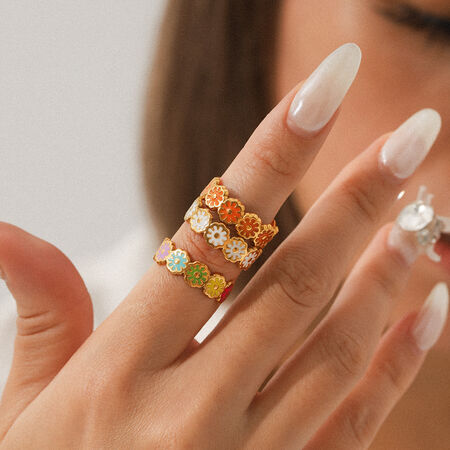 1 stuk Daily Daisy roestvrijstalen waterdichte statement ring in goudkleur 2