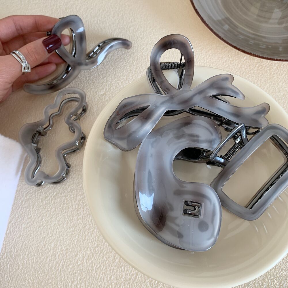 1 paire de pinces à cheveux géométriques décontractées en acétate pour femmes, série Simple h5Image2