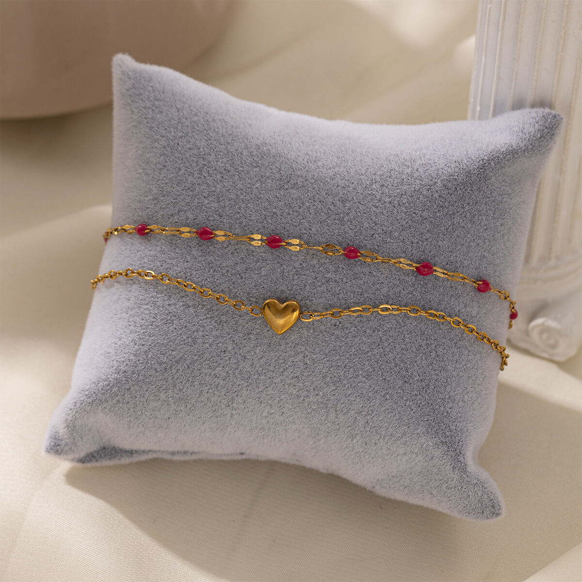 1 Adet Romantik Seri Tatlı Kalp Paslanmaz Çelik Su Geçirmez Altın Renkli Charm Bileklik h5 Resim3