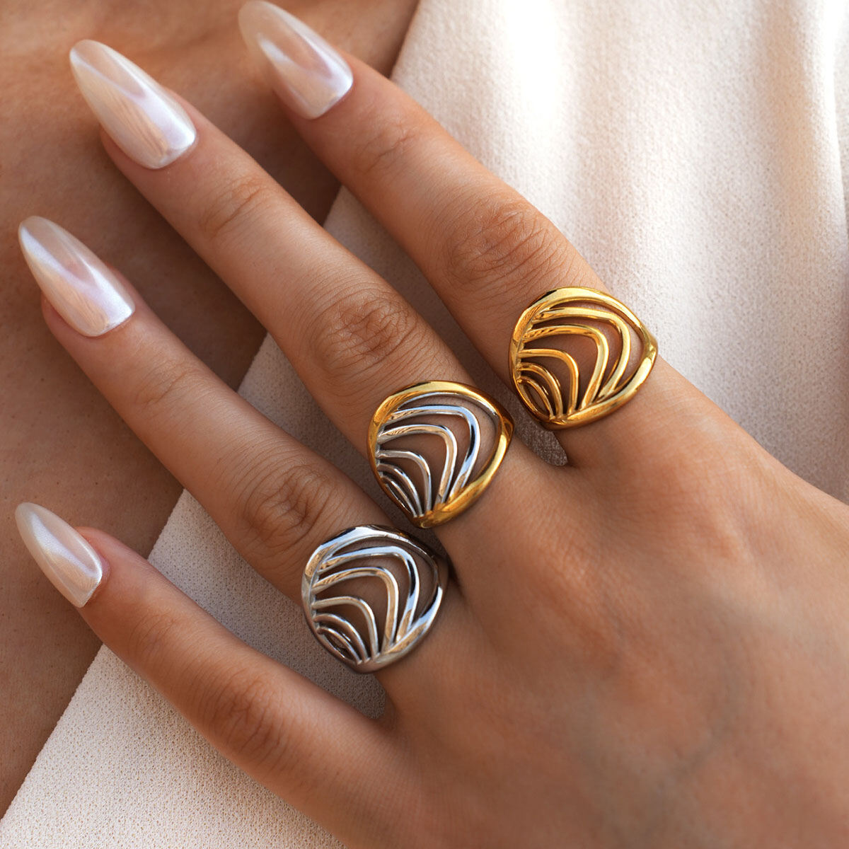 1 Piece  Simple Strip Stainless Steel Waterproof  Gold Color  Minimalist Rings