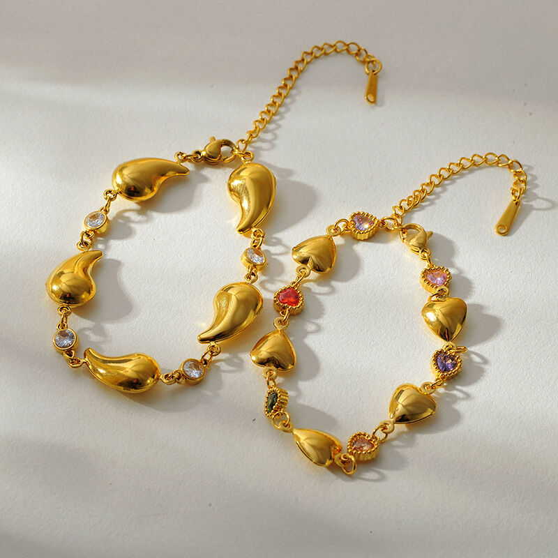 Pulsera con dije de corazón de acero inoxidable, color dorado, resistente al agua, 1 unidad 2