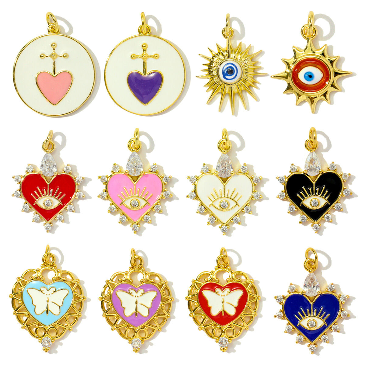 1 pezzo di lusso serie fai da te cuore in acciaio inossidabile impermeabile color oro ciondoli da donna Immagine4