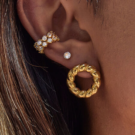 1 Pair Simple Twisted Knot Stainless Steel Waterproof Gold Color Women's Stud Earrings