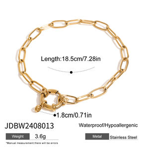 1 Piece Romantic Series Sweet Beads Stainless Steel Waterproof Gold Color Women's Charm Bracelets h5