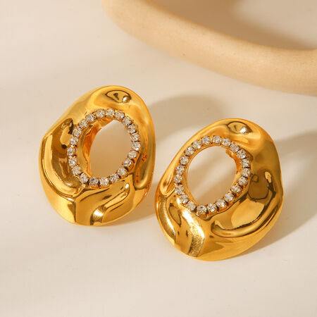 1 Pair Simple Geometric Stainless Steel Waterproof Gold Color Women's Stud Earrings 2