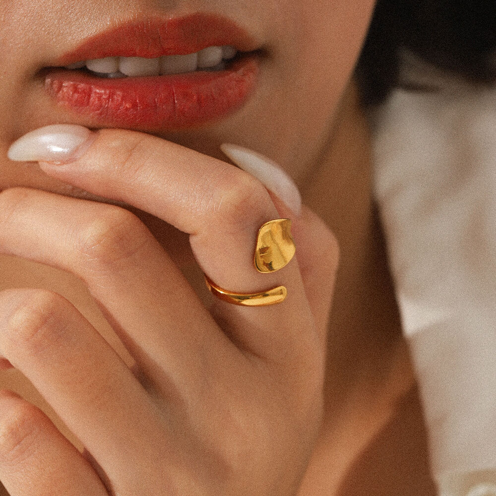 1 pezzo semplice anello quotidiano in acciaio inossidabile con forma irregolare e impermeabile h5Immagine3