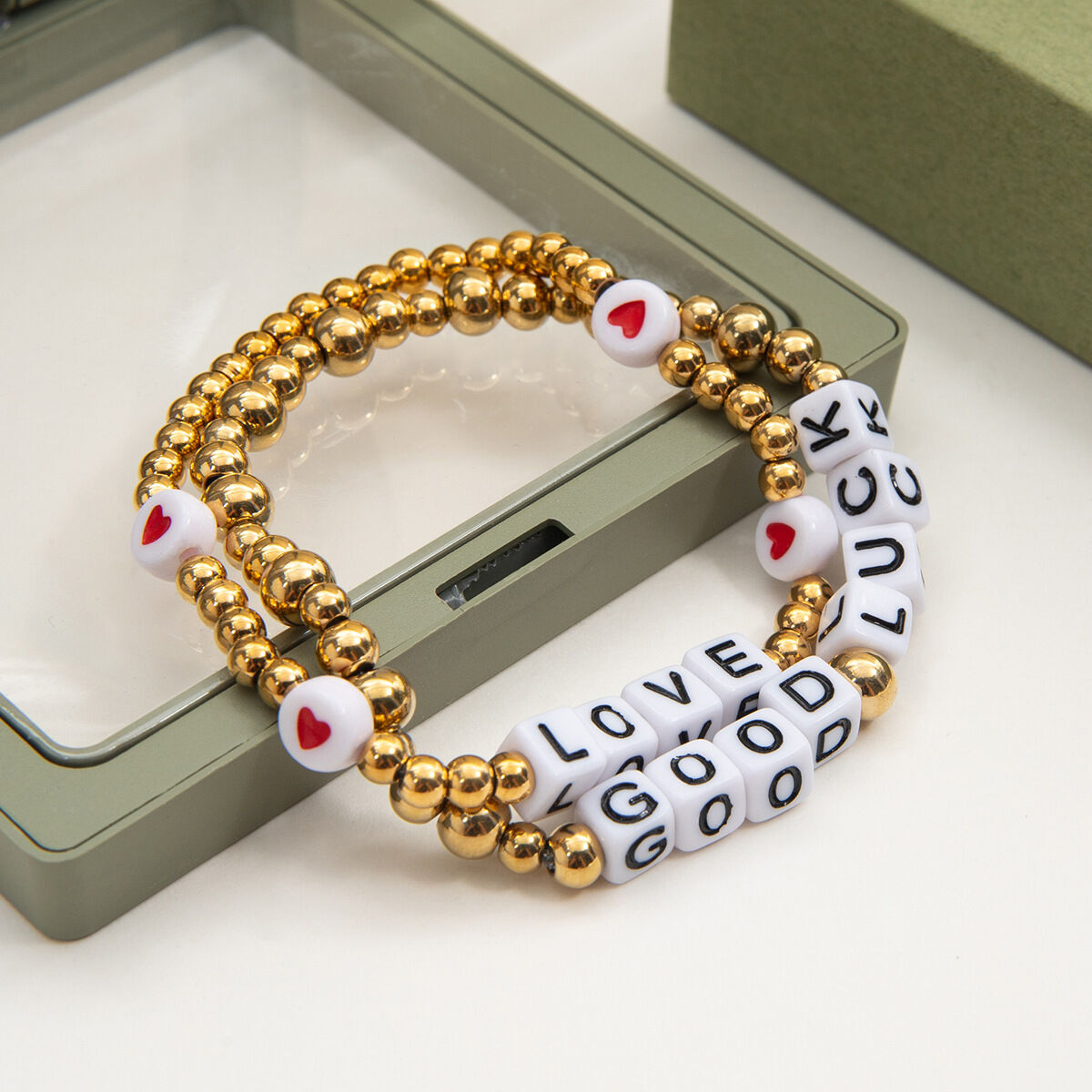 1 Piece Classic Letter Stainless Steel Waterproof Women's Beaded Bracelets h5 Picture8