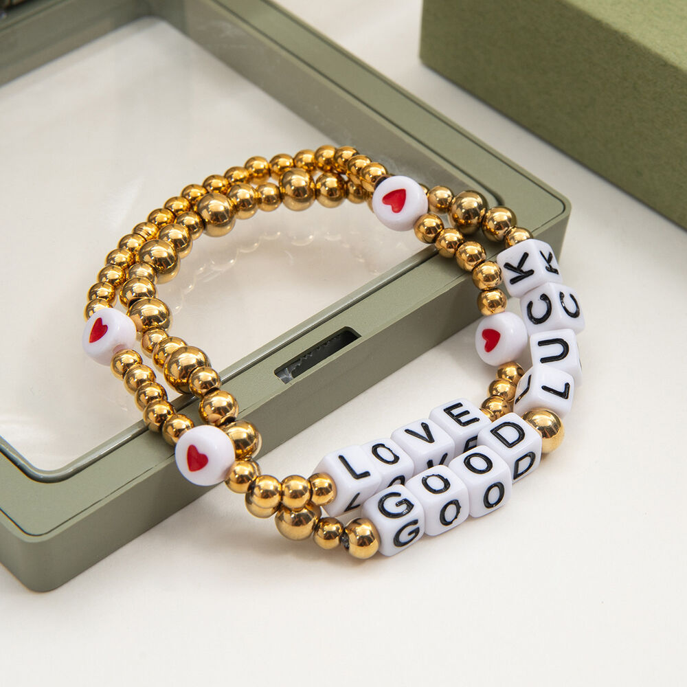 1 Piece Classic Letter Stainless Steel Waterproof Women's Beaded Bracelets Picture8