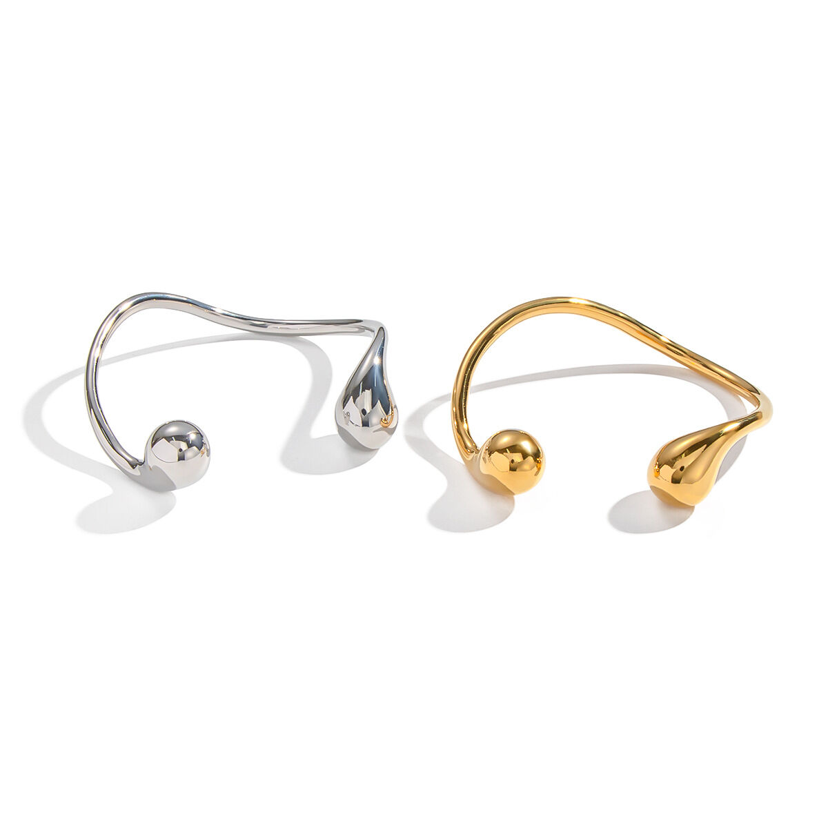 1 Piece Irregular Shape Stainless Steel Waterproof Gold Color Cuff Bangle h5 Picture5