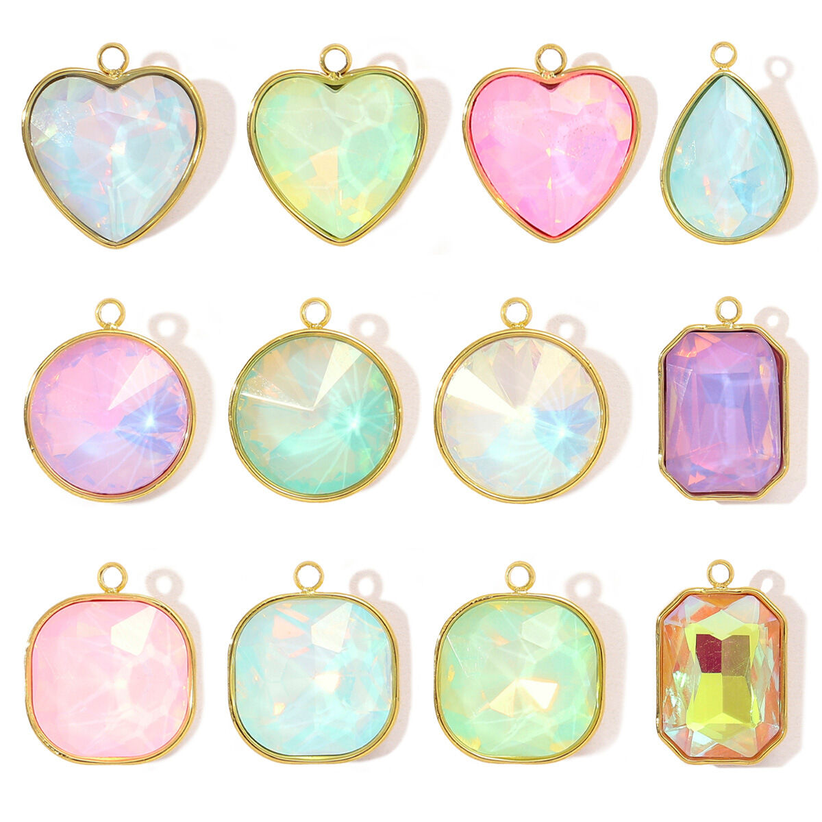 1 Piece DIY Geometric Glass Stainless Steel Waterproof Gold Color Women's Pendants h5 Picture5