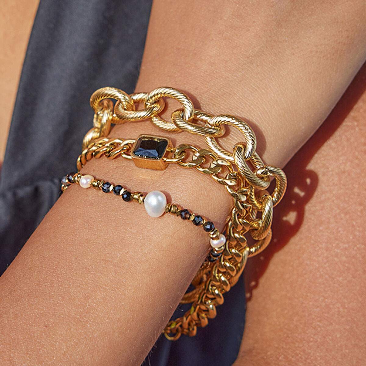 Braccialetti a catena da donna color oro impermeabili in acciaio inossidabile con torsione classica da 1 pezzo h5 Immagine2