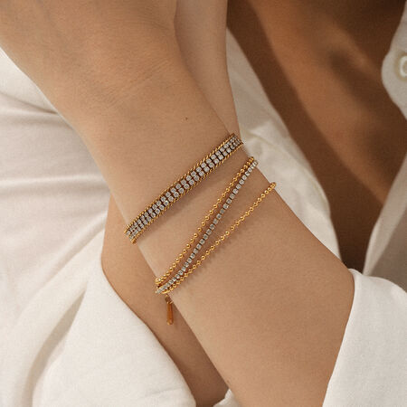 1 Piece Simple Patchwork Stainless Steel Waterproof Women's Chain Bracelets