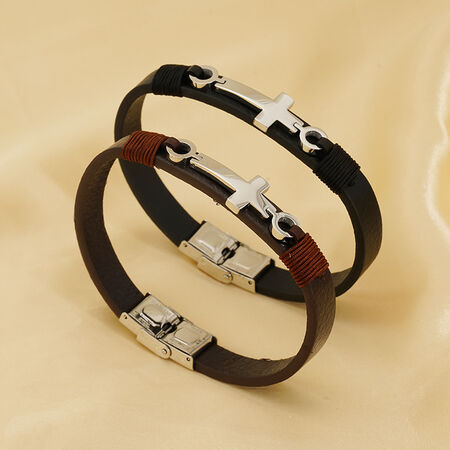1 Piece Classic Series Retro Cross Stainless Steel Men's Bracelet