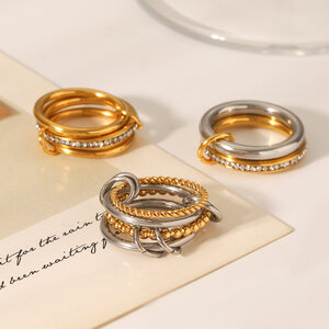 1 Pair Simple Series Daily Geometric Stainless Steel Waterproof Statement Rings h5 Picture6