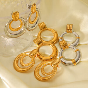 1 Paar moderne, runde, wasserdichte Ohrstecker aus Edelstahl in Goldfarbe für Damen h5 Bild4