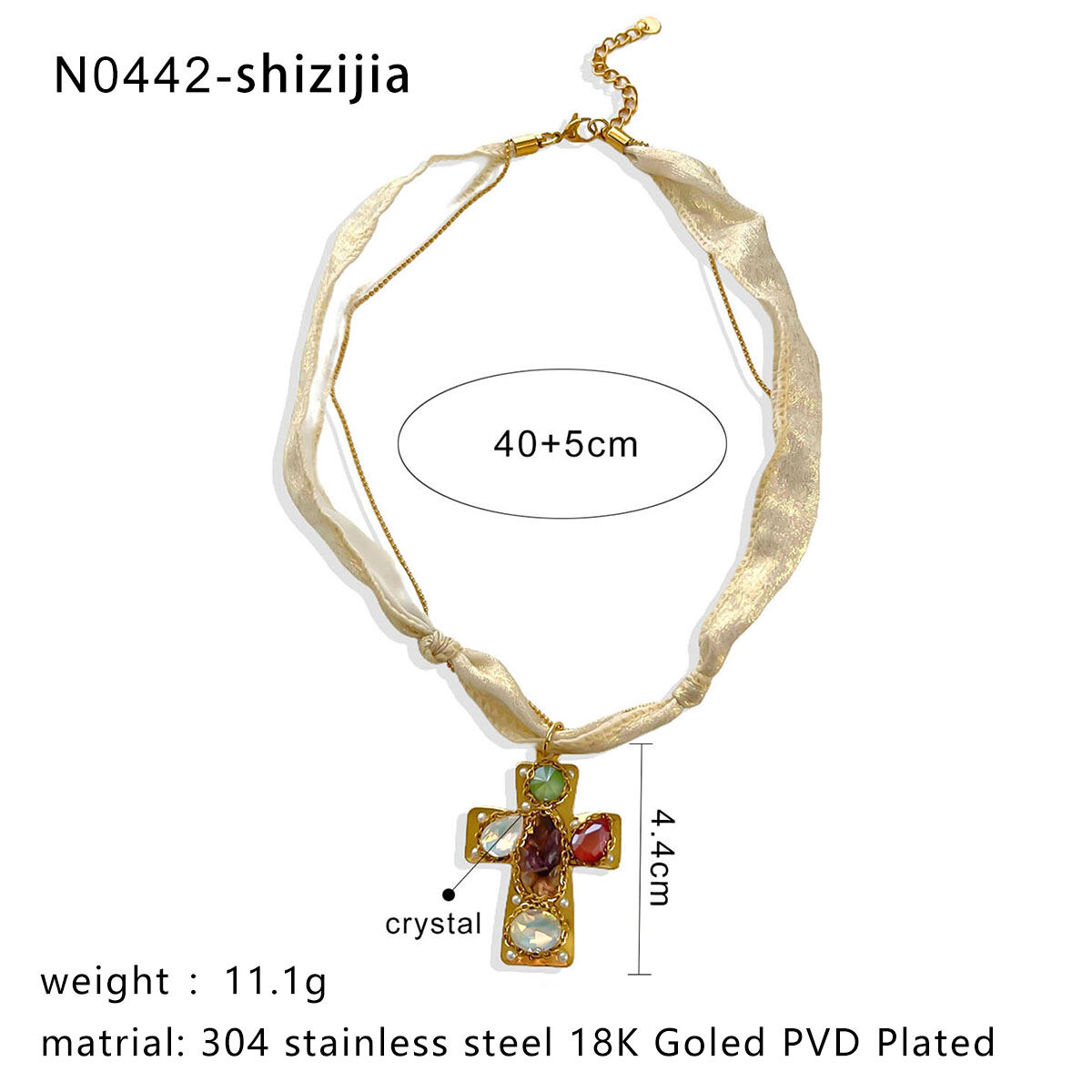 1 Piece Cross Fish Stainless Steel Waterproof Gold Color Pendant Necklace h5 Picture2