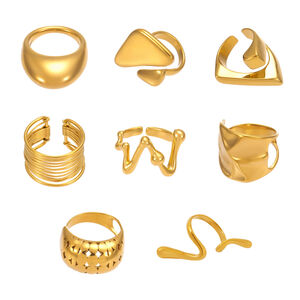 1 Piece Modern Irregular Shape Stainless Steel Waterproof Gold Color Statement Rings h5 Picture8