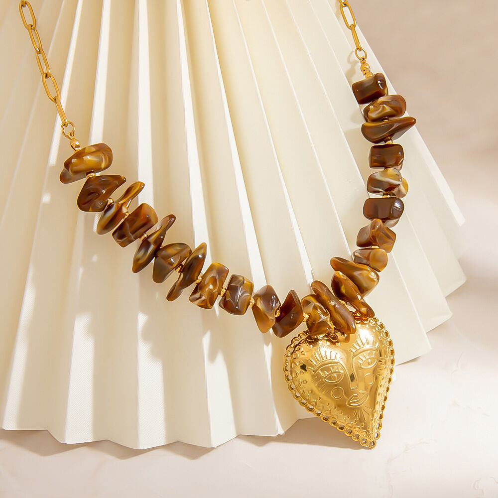 1 Piece  Daily  Heart Stainless Steel  Gold Color  Women's Beaded Necklaces h5 Picture5