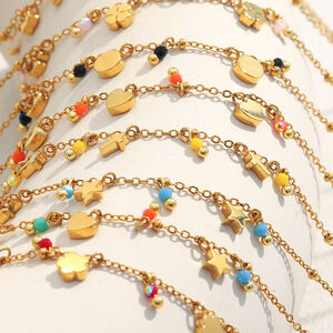 1 Piece Clover Stainless Steel Waterproof Gold Color Charm Bracelet h5 Picture2