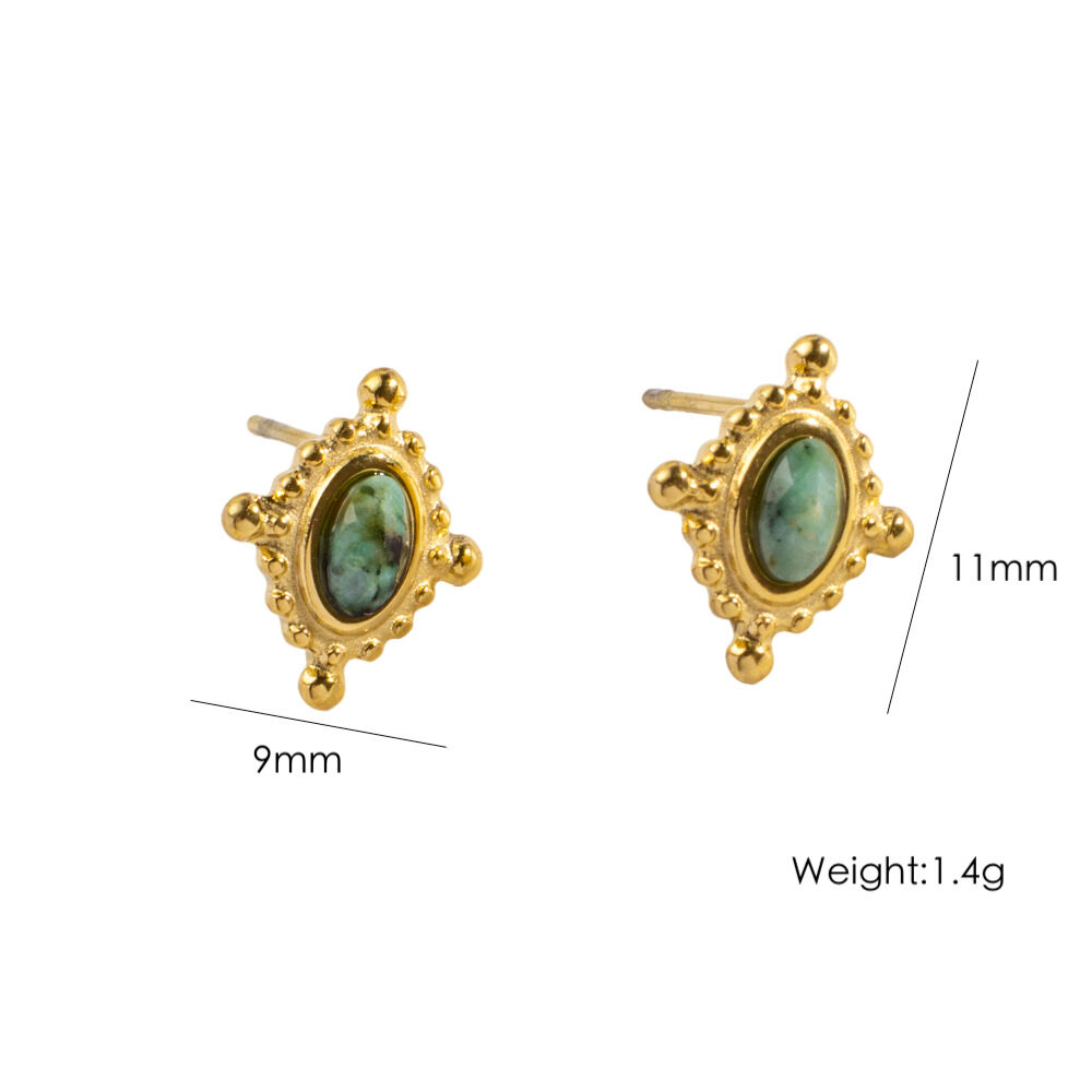 1 par de pendientes de botón de acero inoxidable, simples, elegantes, de forma irregular, resistentes al agua, para mujer