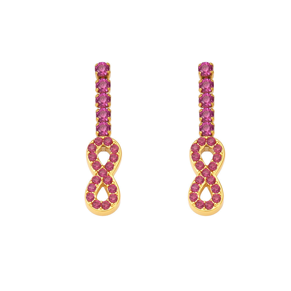 1 Paar luxuriöse, wasserfeste Damen-Ohrstecker aus Edelstahl in Goldfarbe mit Zirkonia in Infinity-Form h5 