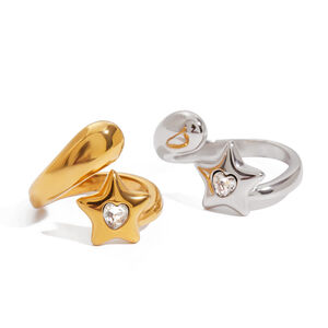1 stuk designbare ster, roestvrijstalen, waterdichte statement ring in witgoudkleur h5 Afbeelding7