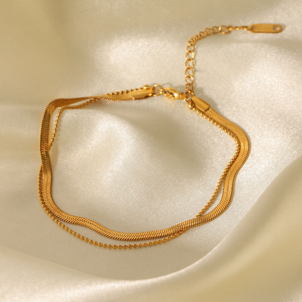 1 Piece Simple Series Daily Solid Color Stainless Steel Waterproof  Gold Color  Anklets 2