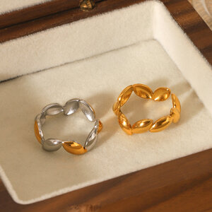 1 Pair Simple Series Daily Solid Color Stainless Steel Waterproof Statement Rings h5 Picture6