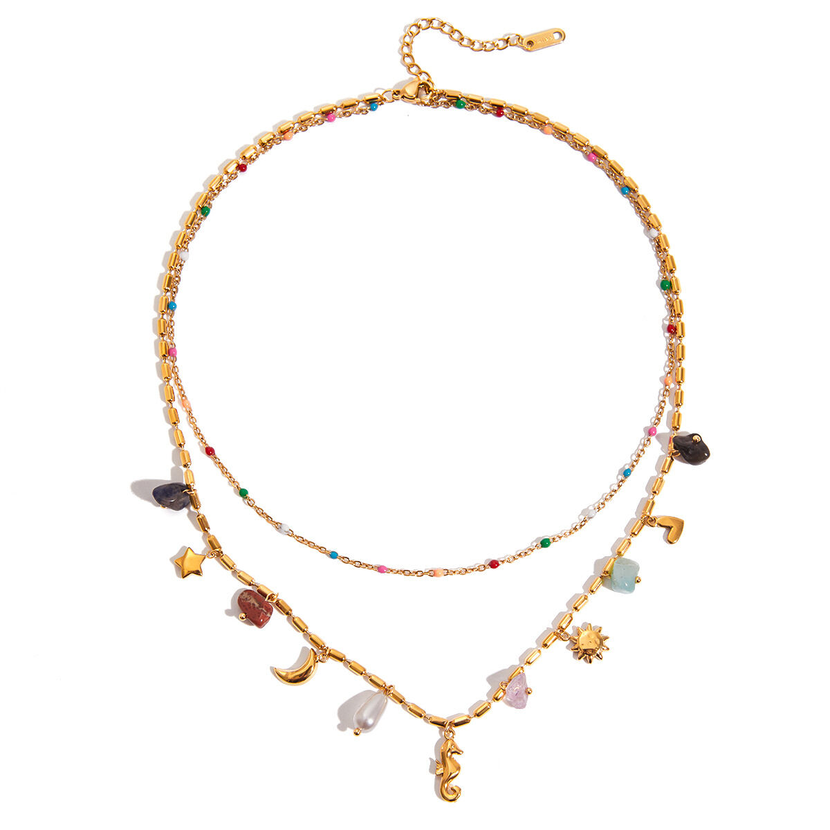 1 Piece Vacation Seahorse Stainless Steel Waterproof Gold Color Women's Layered Necklaces Picture8