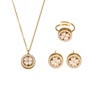 1 Piece Elegant Flower Stainless Steel Waterproof Gold Color Women's Necklaces Sets h5 Picture8