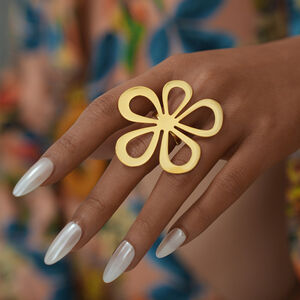 1 stuk Retro Flower roestvrij staal goudkleurige dames statement ringen h5 Afbeelding7