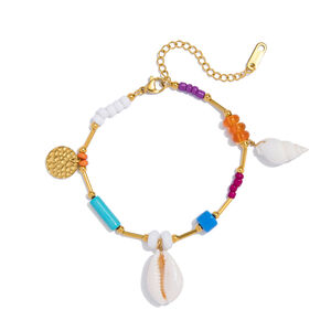 Bracelet à breloques pour femme, en acier inoxydable, couleur or, motif coquillage océanique (1 pièce). h5