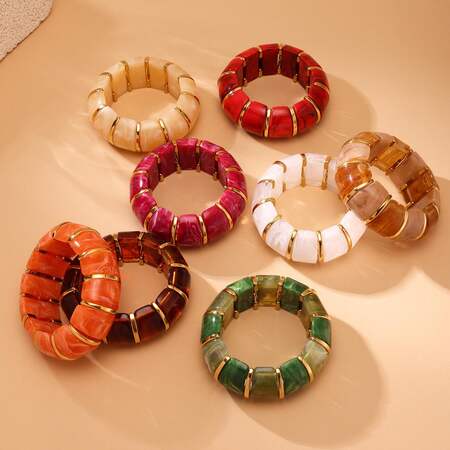 1 Piece Classic Series Bohemian Circle Resin Women's Bangles 2