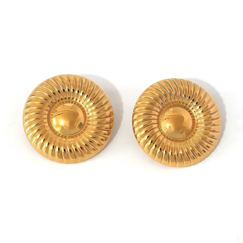 1 Pair Simple Circle Stainless Steel Waterproof Gold Color Women's Stud Earrings