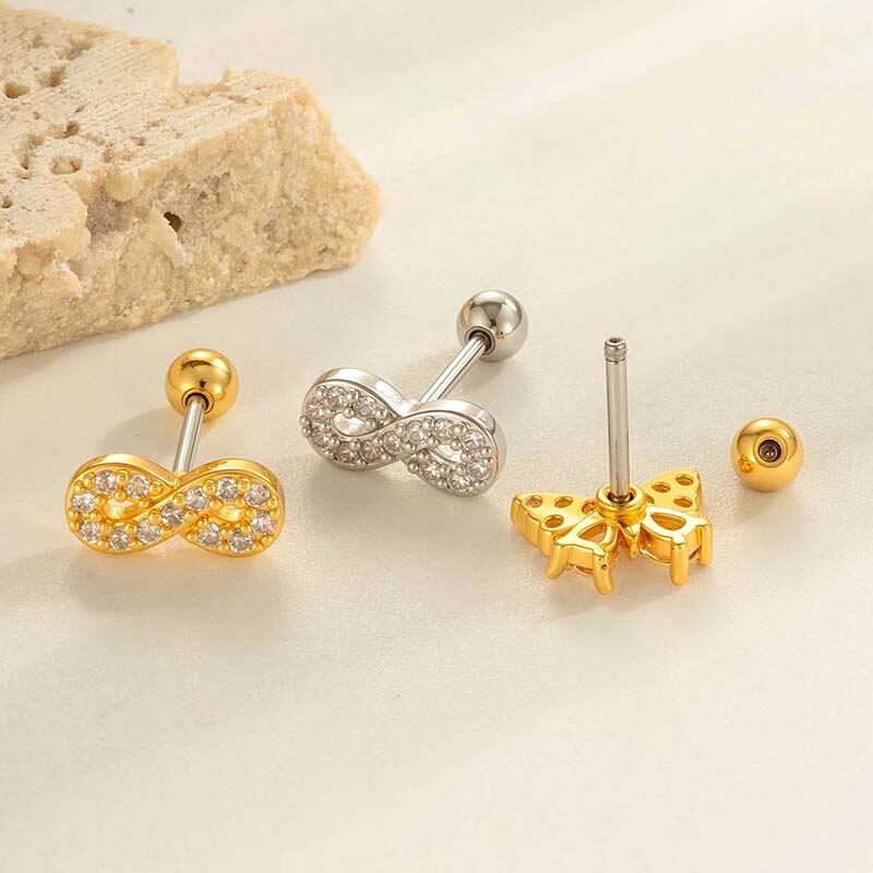 1 Stück Chic Schmetterling Kupfer Gold Farbe Zirkon Damen Piercing Ohrringe h5 Bild3
