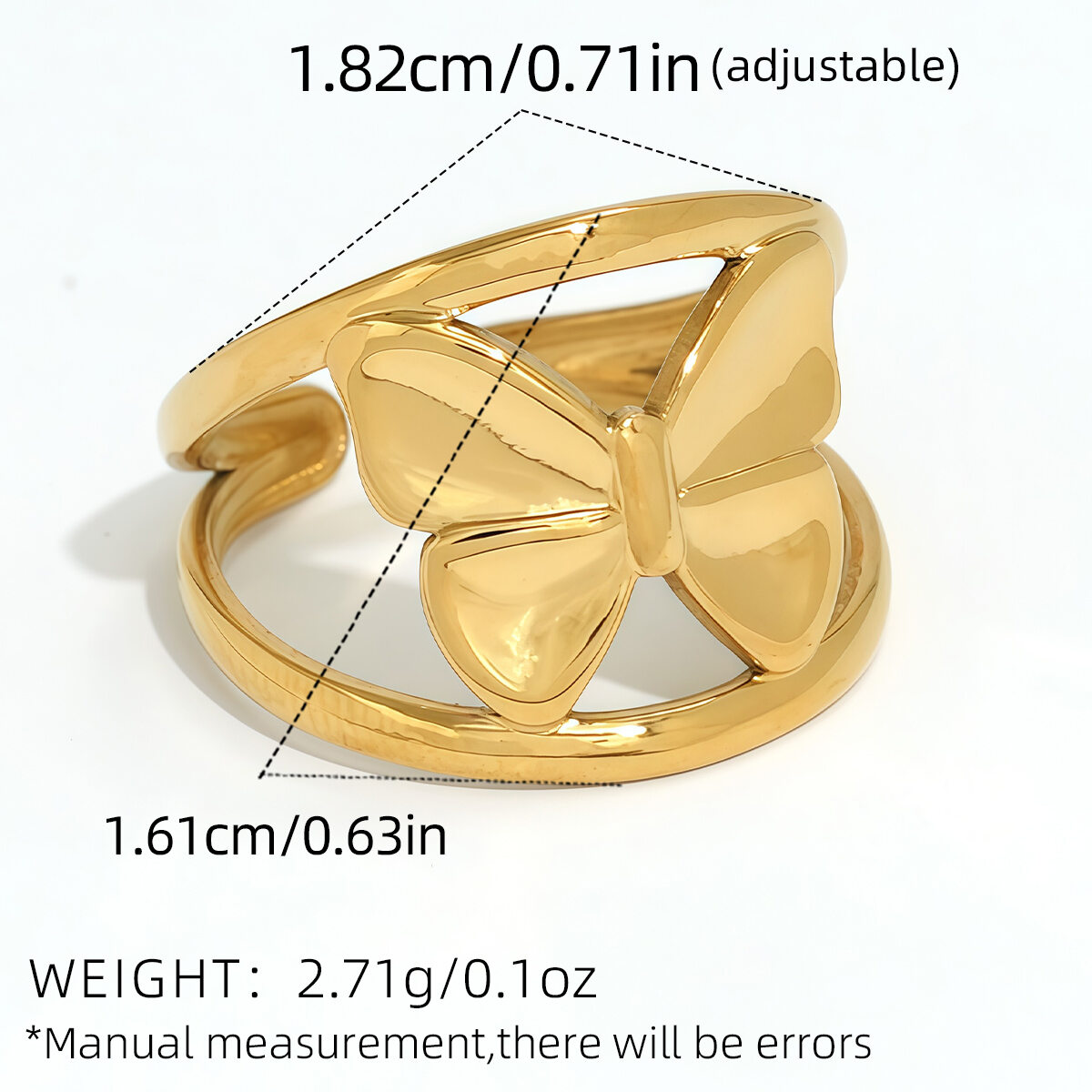 1 pezzo semplice serie casual farfalla in acciaio inossidabile impermeabile color oro anelli minimalisti h5 Immagine2