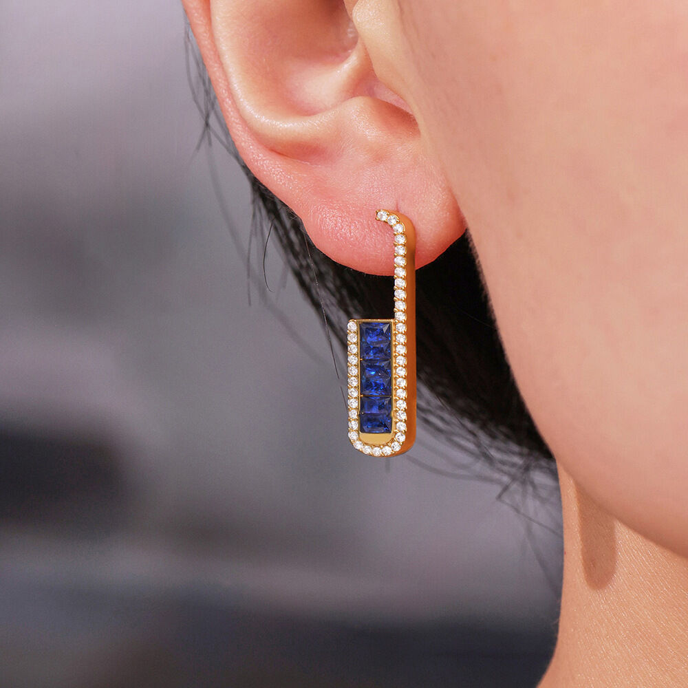 1 Paar luxuriöse, U-förmige, wasserdichte Ohrstecker aus Edelstahl mit farbenfrohen Zirkonia für Damen h5 Bild3