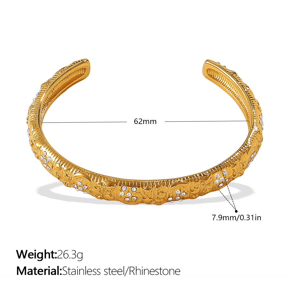 1 Piece Retro Stainless Steel Waterproof Cuff Bangle Picture2