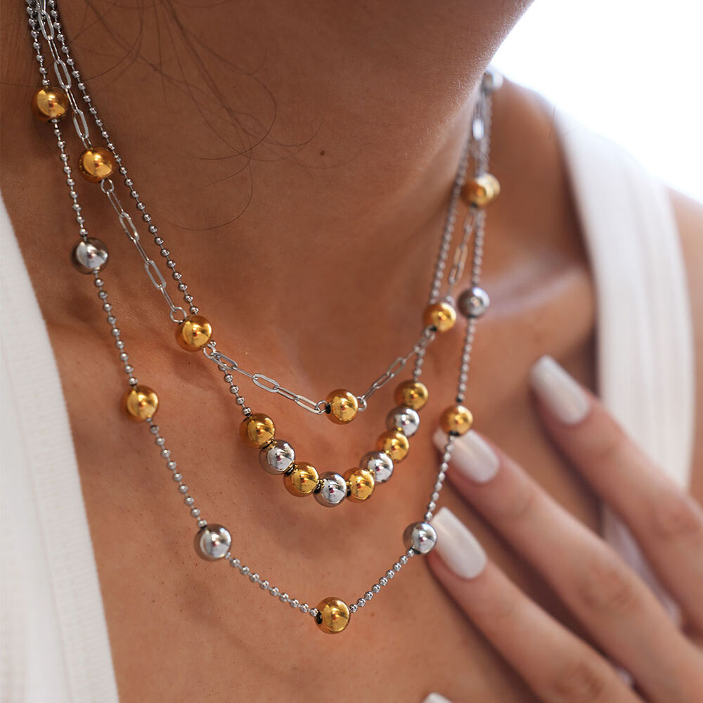 1 Piece Simple Series Simple Beads Stainless Steel Waterproof Beaded Necklaces Picture3