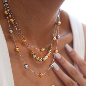 1 Piece Simple Series Simple Beads Stainless Steel Waterproof Beaded Necklaces h5 Picture3