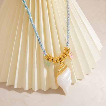 1 par de collares trenzados de acero inoxidable con concha en espiral, resistentes al agua