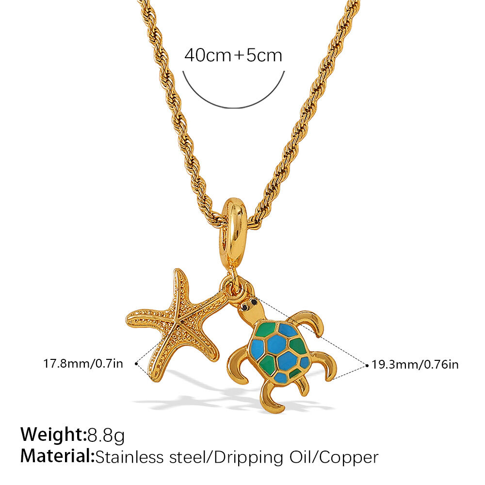 1 Piece Stainless Steel Waterproof Gold Color Pendant Necklace h5 