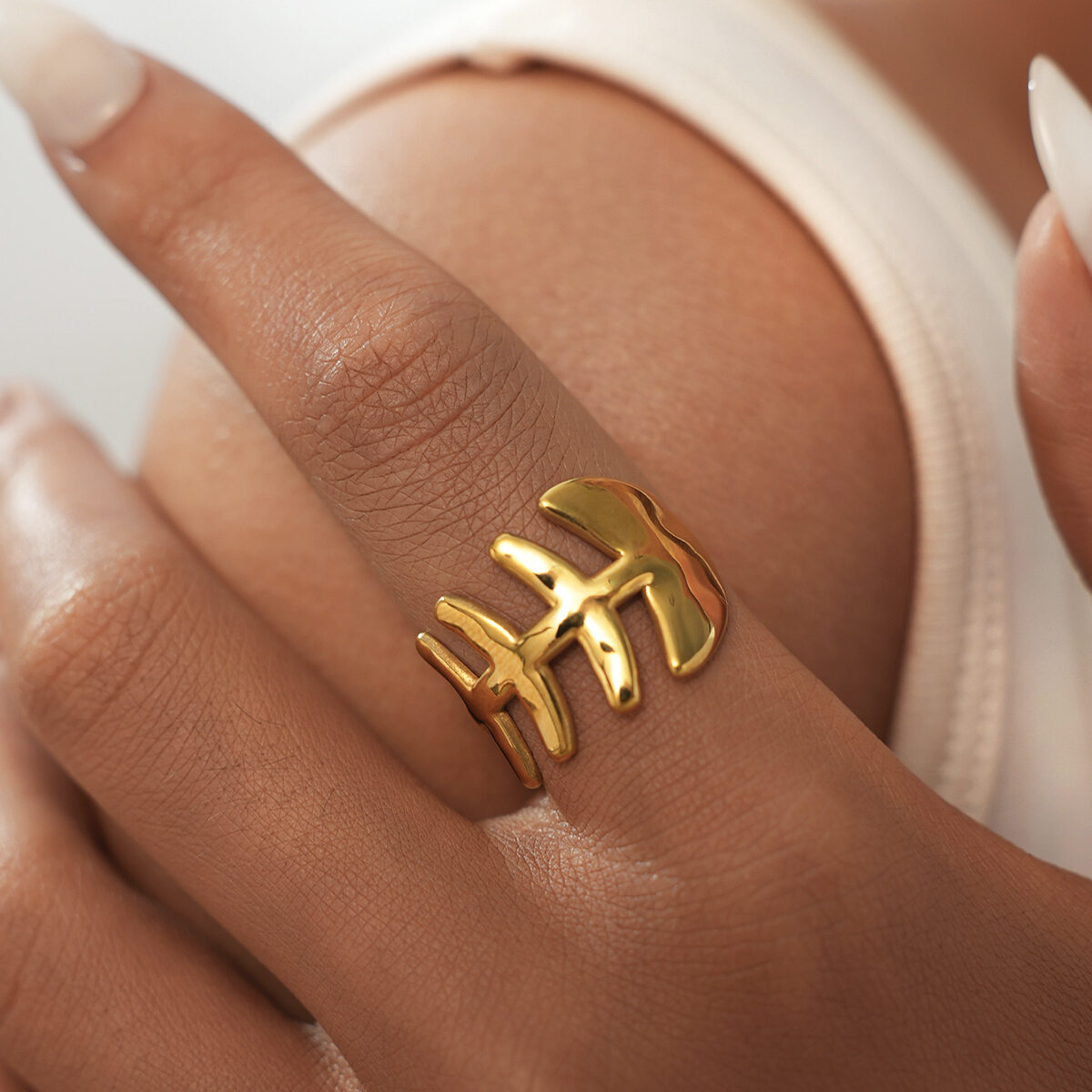 1 Piece  Natural Animal Stainless Steel Waterproof  Gold Color  Statement Rings