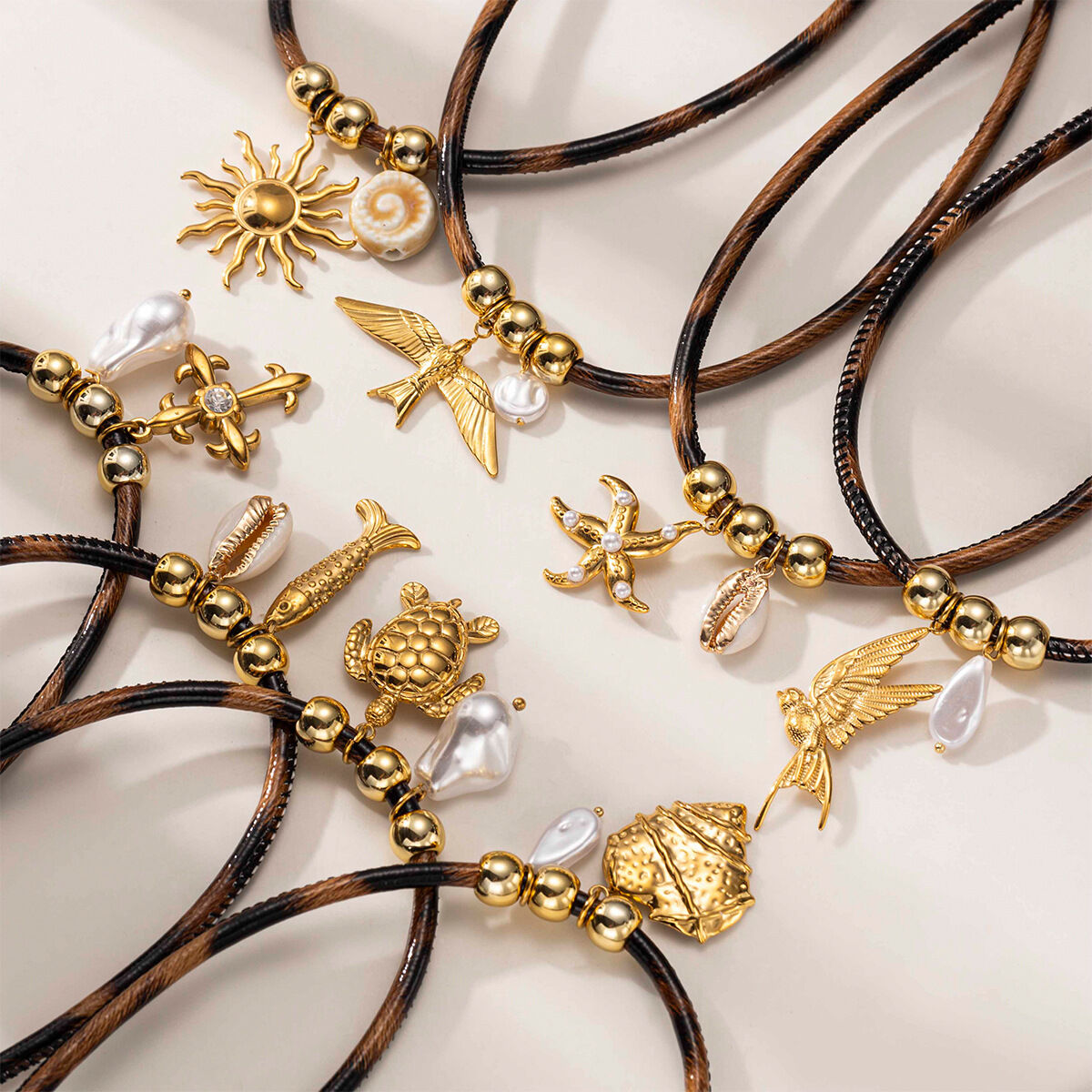 Collana con ciondolo impermeabile in acciaio inossidabile con stampa leopardata da 1 pezzo
