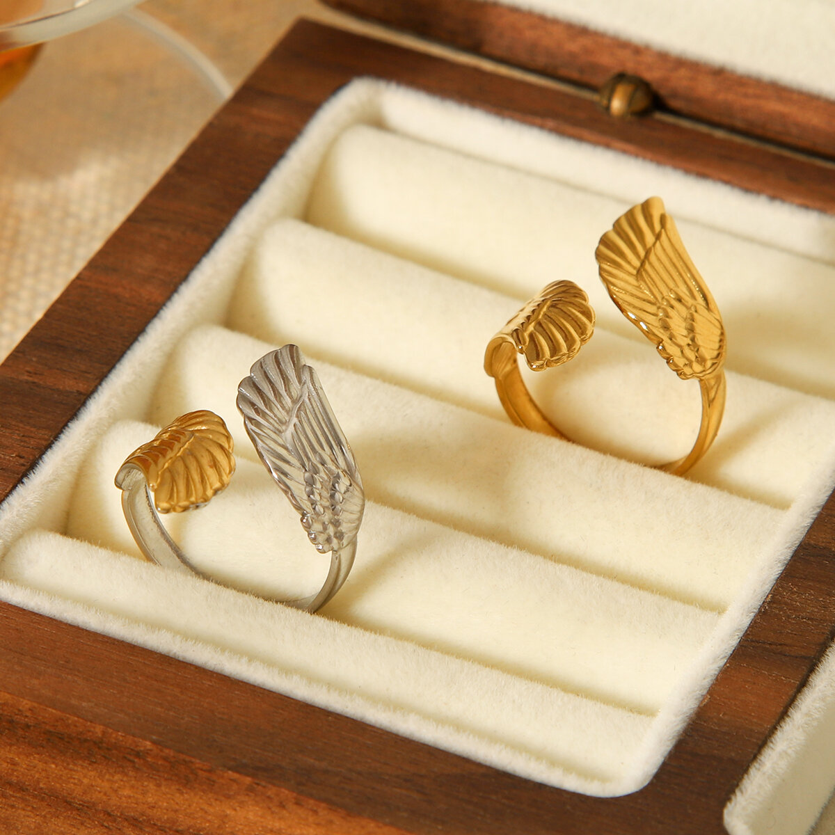 1 Stück Edelstahlring in Gold- und Silbertönen, wasserfest, Statement-Ring in Goldfarbe h5 Bild7