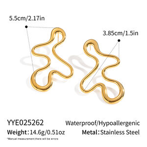 1 par de pendientes de botón de acero inoxidable con forma irregular, resistentes al agua, para mujer h5