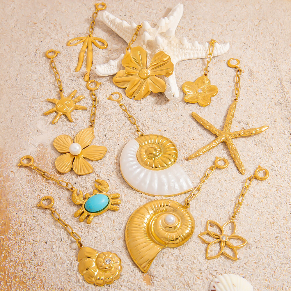 Conch Series Beach Stainless Steel Waterproof Gold Color Women's Bikini Pendants