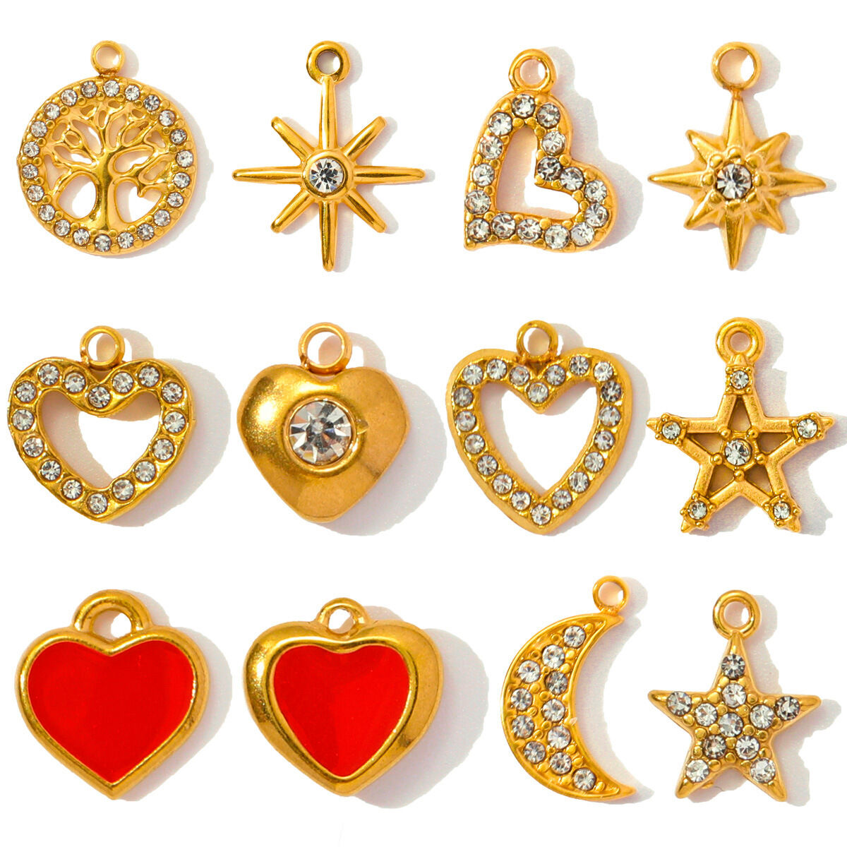 1 pezzo semplice serie fai da te stella in acciaio inossidabile impermeabile color oro ciondoli da donna Immagine4