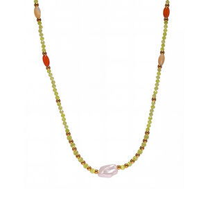 1 collar elegante de cuentas con piedras naturales de color dorado para mujer. h5